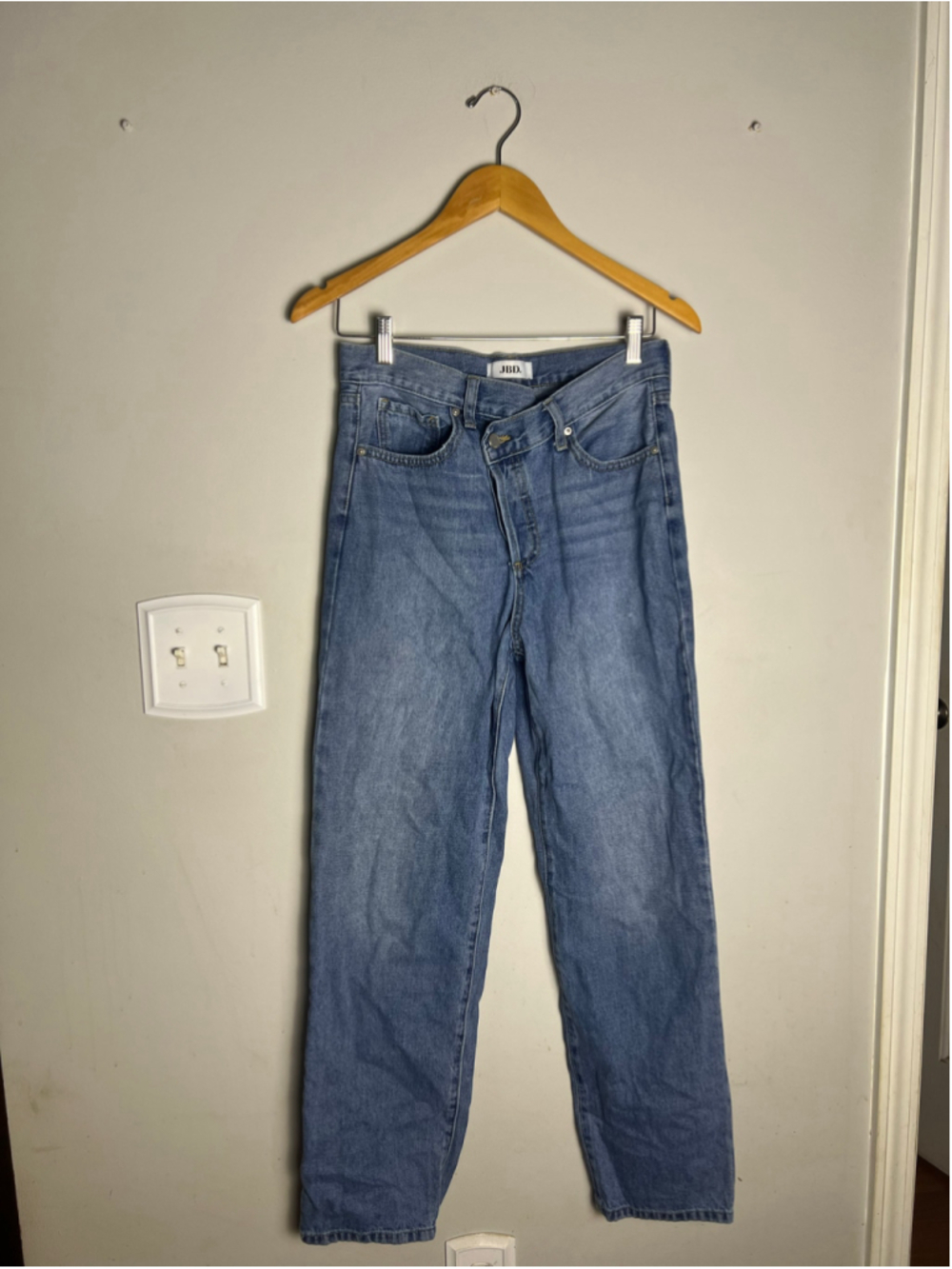 JBD Just Black Denim Criss Cross Skater Jeans 26 High Rise Wide Straight Leg